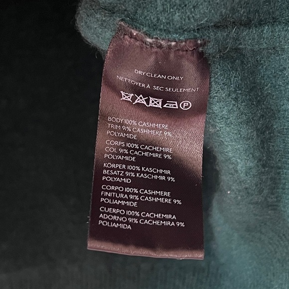 NEW Size Medium Pilcro Anthropologie 100% Cashmere Crewneck Cropped Teal Sweater - Picture 5 of 6